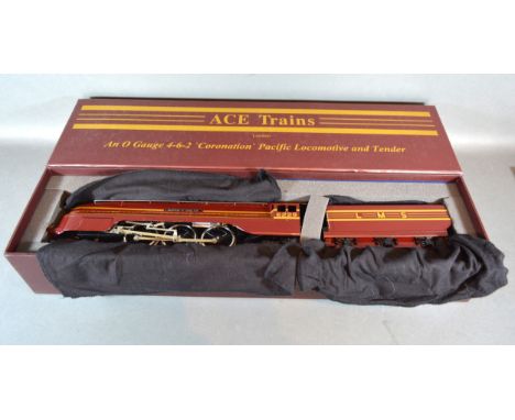 Ace Trains An 0 Gauge 4-6-2 Coronation Pacific Locomotive and Tender 'Duchess Of Hamilton' No.6229 LMS Lined Crimson Lake Typ