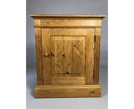 Pine cupboard with internal shelf, approx 66cm x 29cm x 79cm tall