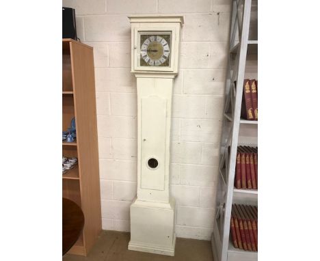 Grandfather clock by Henry Baker of Malling, in white painted finish, approx 209cm in height (A/F)
