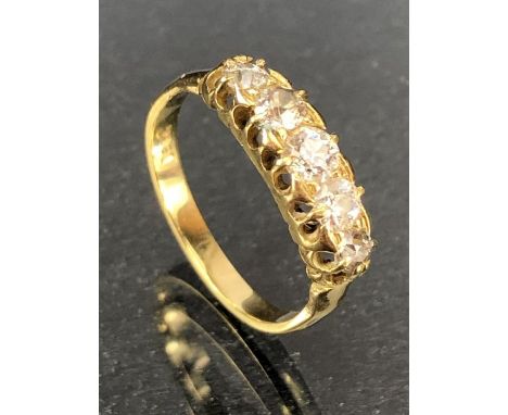 18ct Gold five stone diamond ring size 'K'