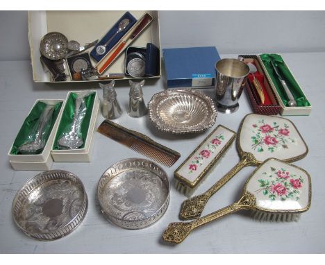 Plated Ware, including  Ibberson small folding pocket knife (one blade/scissors) with decorative work back and mother of pear