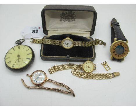 A Hallmarked Silver Cased Openface Pocketwatch, together with modern wristwatches, an Accurist 9ct gold case ladies wristwatc