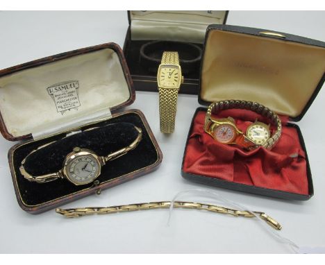 Everite; A Vintage 9ct Gold Cased Ladies Wristwatch, the signed dial with Arabic numerals, within plain case, to integral exp
