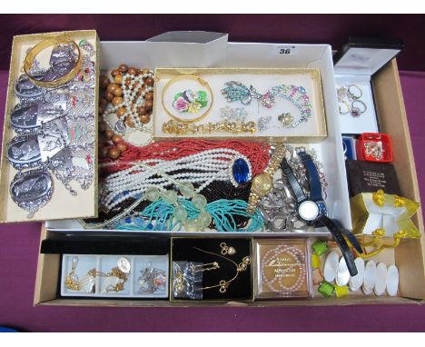 Assorted Costume Jewellery, including Milus automatic, Oris and other ladies wristwatches, imitation pearls, dress rings, vin