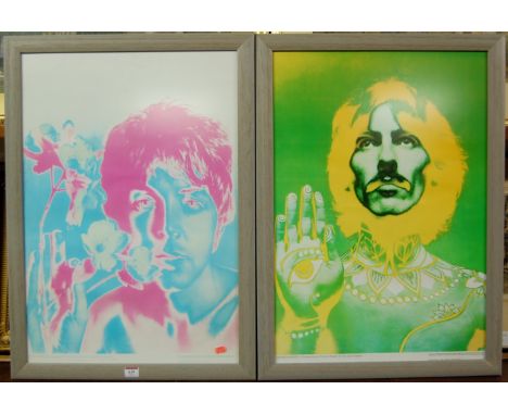 Richard Avedon -for the Daily Express, five reproduction framed poster prints of The Beatles, being one monochrome group shot