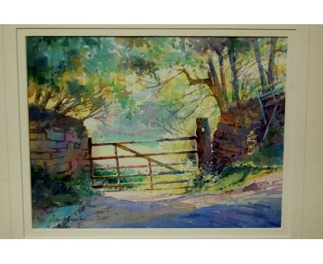 Robert Brindley - Through the Gate/Beck Hole, watercolour, signed lower left, 22x29cm