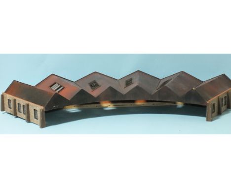 Four scratch-built engine sheds, a quantity of empty boxes, various diecasts and various modelling materials and tools, etc.