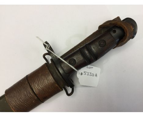 WW1 US P17 Bayonet. 43cm long blade marked "Remington" and dated 1917. Complete with scabbard and WW2 British Home Guard leat