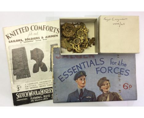 WW2 British insignia to Pte James Peter Colbeck: a pair of Royal Artillery cap badges both with spinning wheels: a pair of Ma