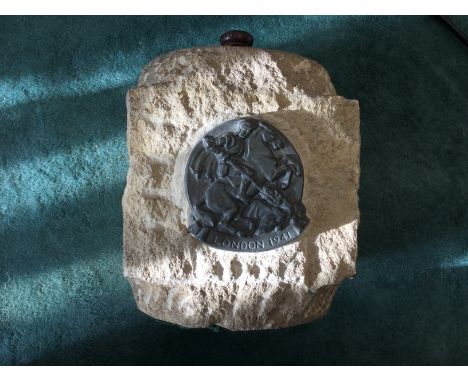 WW2 British jar made from stone recovered from the Bombed section of the Houses of Parliament, London 1941. Ceramic lined and