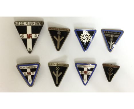 WW2 Third Reich Frauenschaft/Frauenwerk enamel badge collection: comprising of eight badges.
