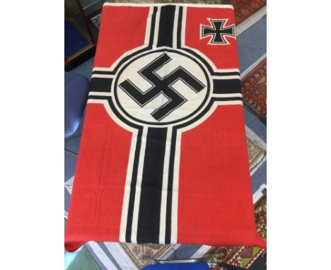 WW2 Third Reich Reichkreigsflag banner. Printed woolen construction. Reinforced corners. Two hanging loops to top edge. No ma