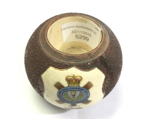 Queen's Own Cameron Highlanders / 79th of Foot Ceramic Match Holder/Striker by Macintyre's of Burslem. 6cm in height.