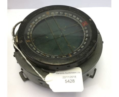 WW2 British RAF P1 Aircraft Compass. Original grey painted finish intact. Marked "6B/1672".