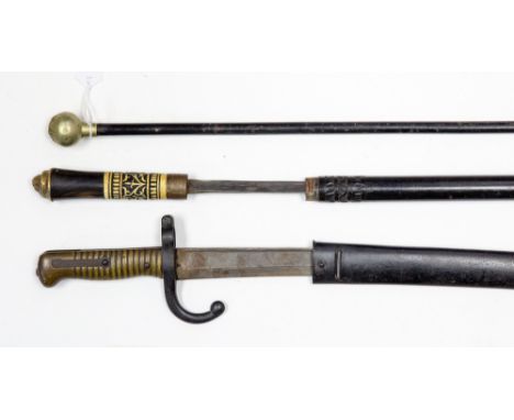 French Chassepot 1866 pattern bayonet dated 1872 and Arsenal marked for "St Etienne". Complete with matching numbered scabbar