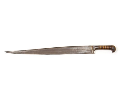 Pensiau dagger with wooden ribbed grip. Blade length 55cm. No scabbard. Overall length 69cm.