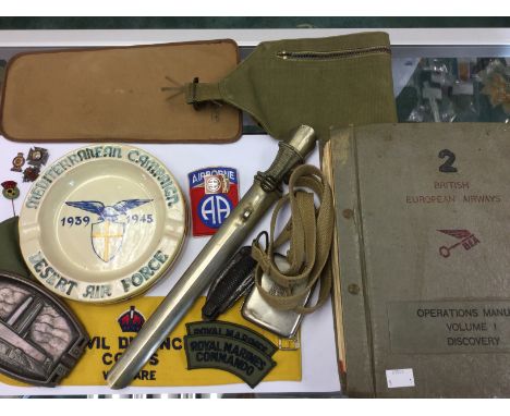 WW2 British Mediterrannean Campaign Desert Air Force 1939-45 ceramic ash tray: WW2 British Sten gun webbing sling: WW2 Britis