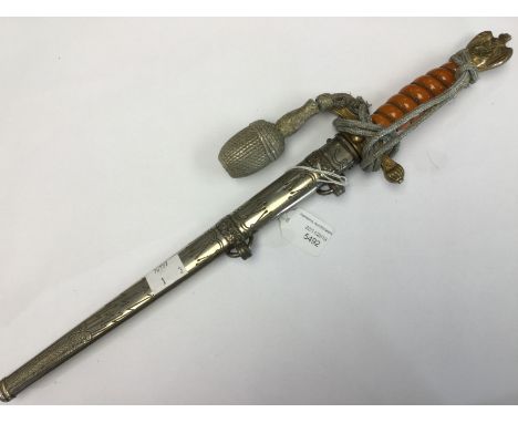 WW2 Third Reich Kreigsmarine 1938 pattern officers dagger. Orange grip. 235mm long blade with etched foulded anchor design ma