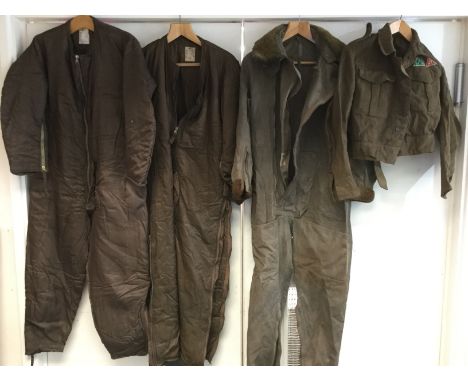 WW2 British RAF Flying suit lot comprising of one Sidcot suit with fur collar dated 1944 and flying suit liner size marked 22