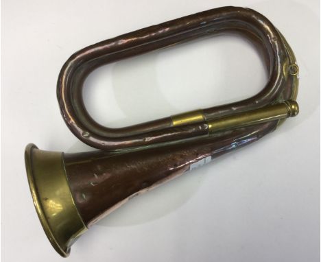 WW1 British WD marked Bugle. Maker marked and dated "Hawkes &amp; Son, Denman Street, Piccadilly Circus, London. 1917". Broad
