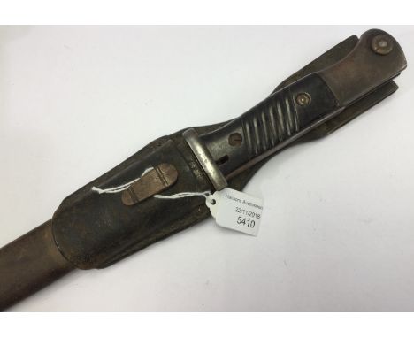 WW2 Third Reich K98 Bayonet. 245mm long blade maker marked F Herder A Sn. Serial number 6638b. Bakelite grips. Complete with 