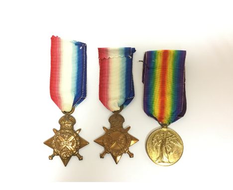 WW1 British 1914 Mons Star to 11183 Pte J Sturdy, 2 / Highland Light Infantry. And a 1914-15 Star to 18470 Pte J Atkinson, Sc