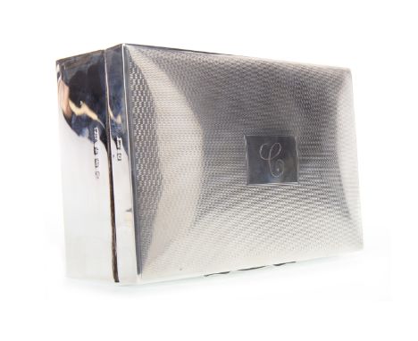 GEORGE VI SILVER CIGARETTE BOXmaker William Adams Ltd, Birmingham 1940, the hinged cover with central initial within an engin