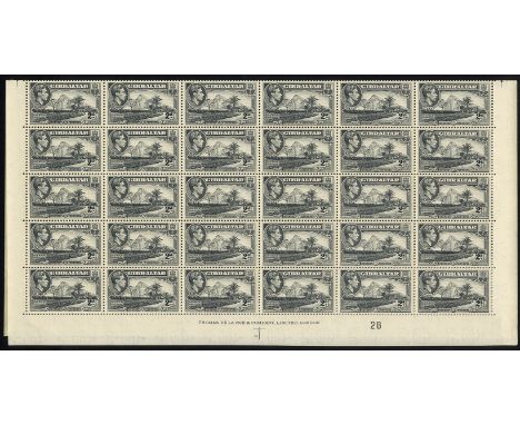 Gibraltar. 1938-49 complete sheets. ½d green 1C/1D pair of panes; 1½d slate-violet 1A sheet of sixty, 12 stamps with re-entri