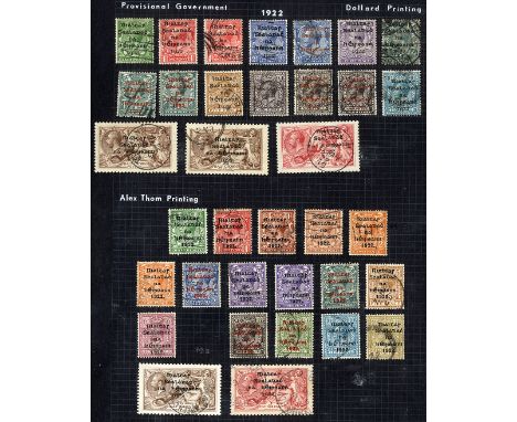 Ireland. 1922-35 used collection on black leaves with SG 1-10 plus 9d black and carmine overprints, Dollard high values exemp