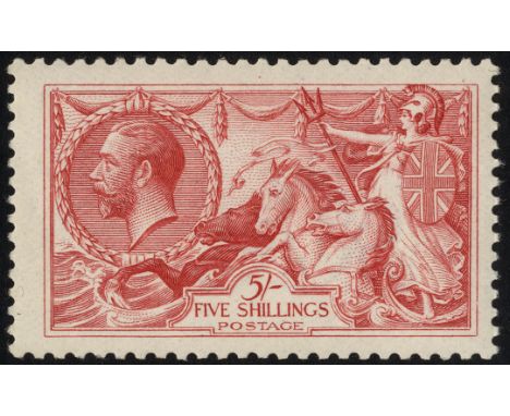 Great Britain. 1919 Bradbury, Wilkinson 5/- rose-red, unmounted mint. SG 416 (Concise £475 for unmounted)