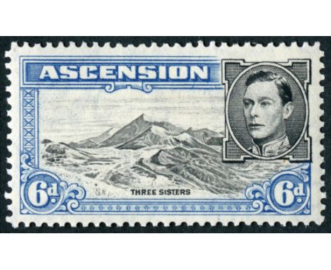 Ascension. 1944-53 6d perf 13 with R5/4 boulder flaw, lightly-hinged mint. SG 43ba (£225)