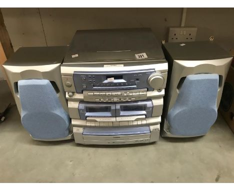 A vintage Hi-Fi twin cassette and record player