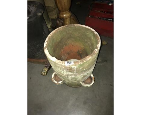 A concrete garden planter