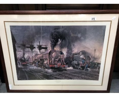 A framed and glazed print entitled 'stabling for giants'