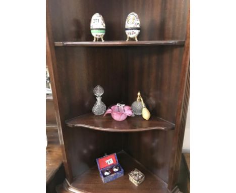 A mixed lot including perfume bottles, trinket box, art glass etc.