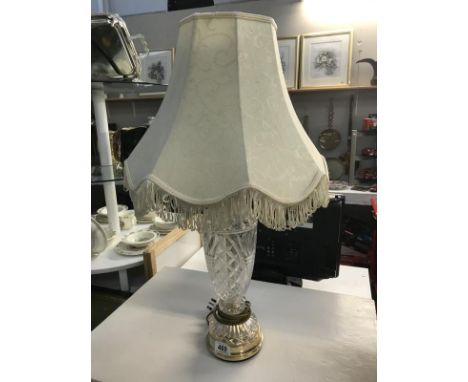 A glass table lamp