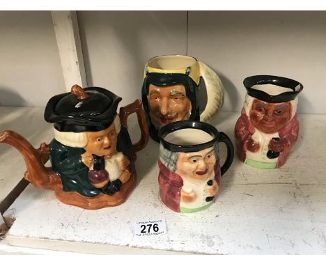 2 Toby jugs, a Toby teapot and a character jug