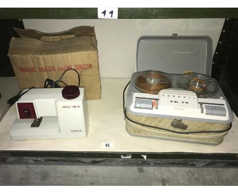 A Grundy TK14 reel to reel and a Singer Magic Tailor sewing machine