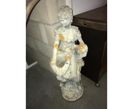 A lady with children concrete garden statue