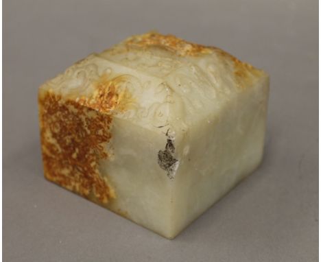 A large Chinese square jade seal