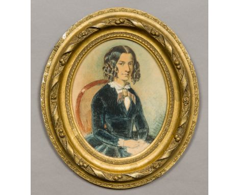 GEORGE RICHMOND (1809-1896) British, Portrait of Henrietta Charlotte Stanesby, watercolour, inscribed to verso, oval framed a