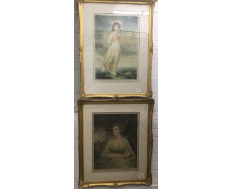 E E MILNER After LAWRENCE, Pinkie, colour mezzotint, signed, together with another After RAEBURN and another of Mrs Siddons b