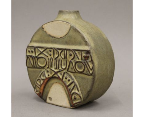A Troika type wheel form lamp base by Louis Hudson, with impressed marks