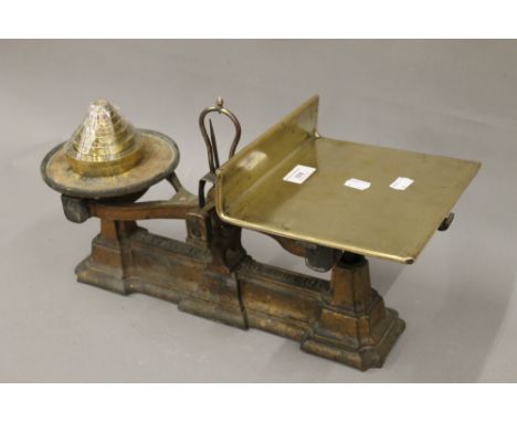 A set of Avery scales with brass weight set