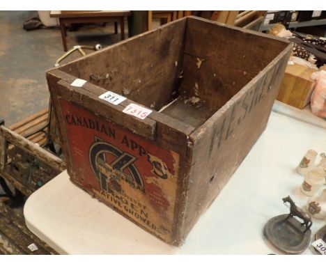 Vintage wooden box marked 'Hesketh' 'Canadian Apples' 