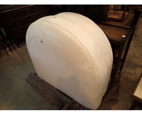 Large white leather pouffe