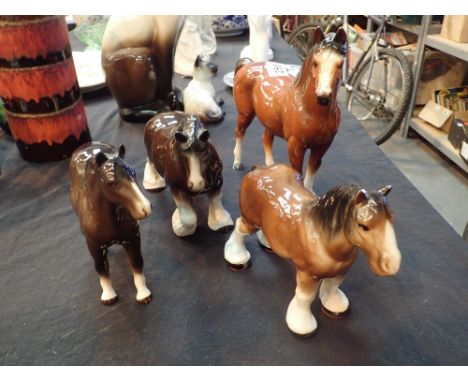 Four unnamed ceramic horses 