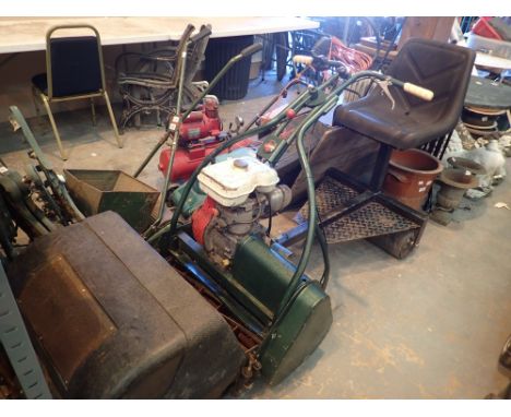 24 Cut Webb petrol lawn mower fitted with Honda 6200 engine complete with ride on rear attachment and large front glass box