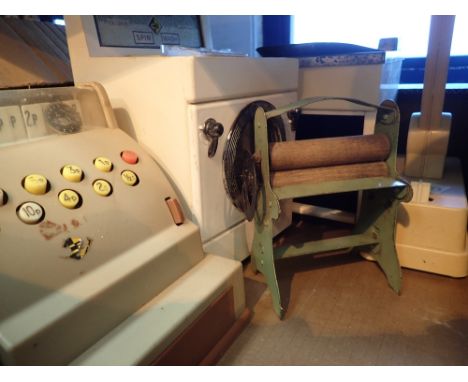 Collection of dolls furniture including washing machine scales etc 
