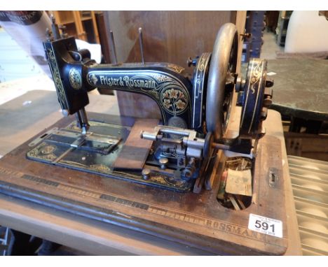 Frister and Rossmann vintage hand operated sewing machine with case 